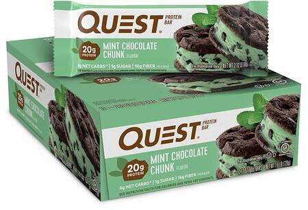 Quest Nutrition Quest Protein Bar, 12 x 60 g Riegel, Mint Chocolate Chunk