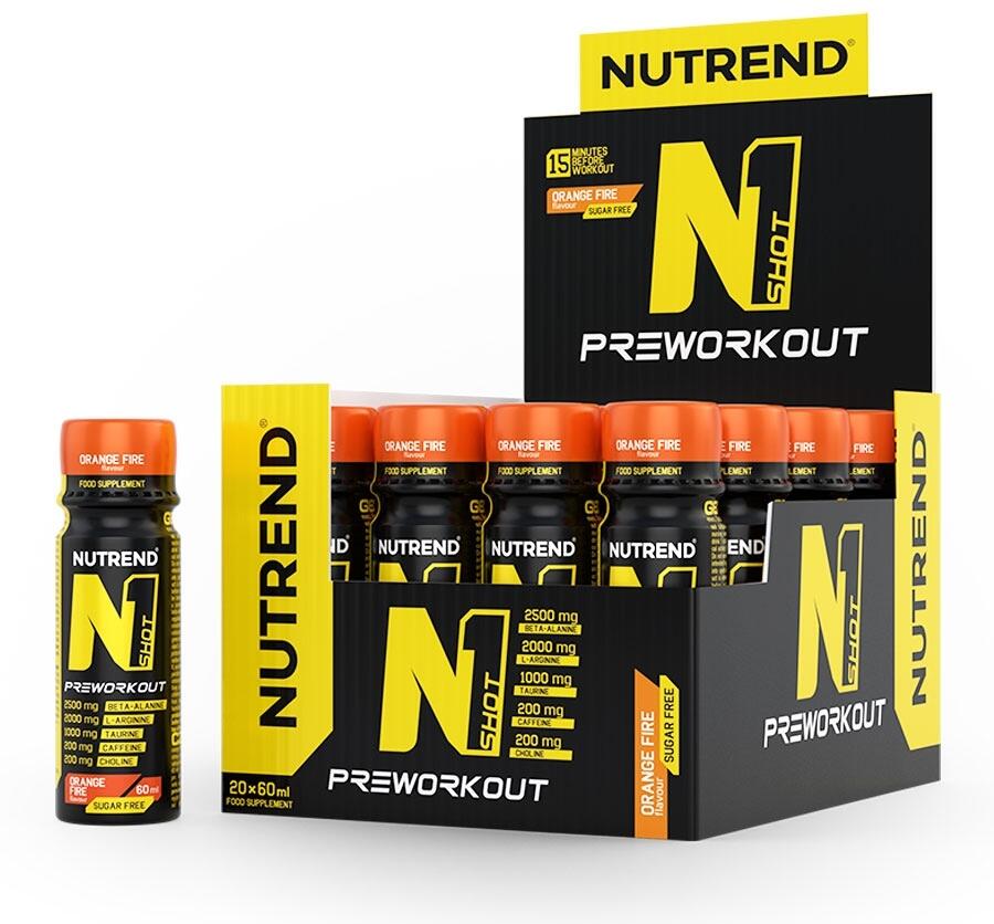 Nutrend N1 Shot Pre-Workout, 20 × 60 ml Fläschchen, Orange Fire