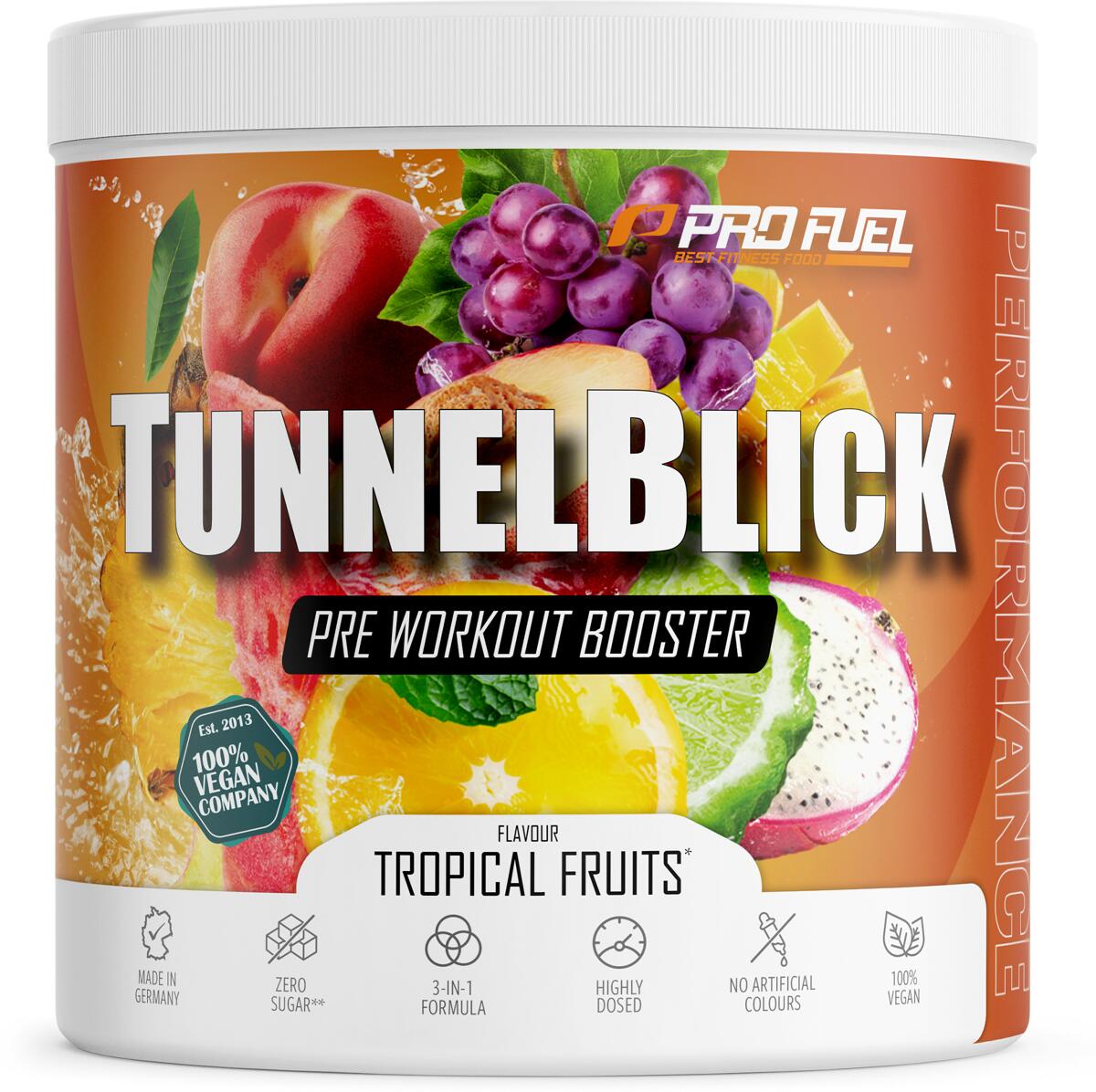 ProFuel Tunnelblick Pre Workout Booster, 440 g Dose, Tropical Fruits
