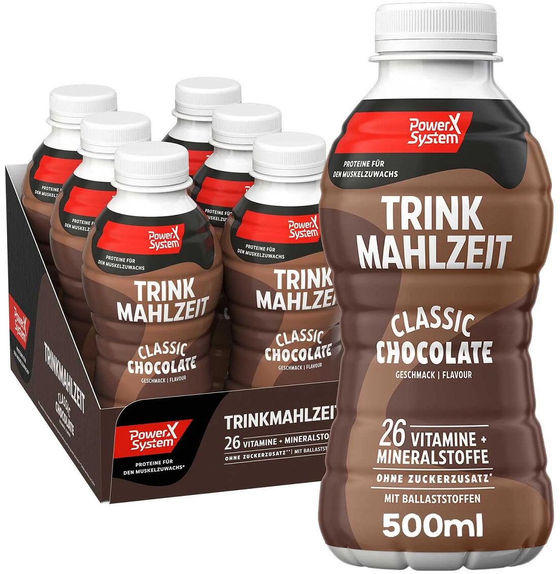 Power System Trinkmahlzeit, 6 x 500 ml Flaschen (inkl. 1,50 Euro Pfand), Classic Chocolate