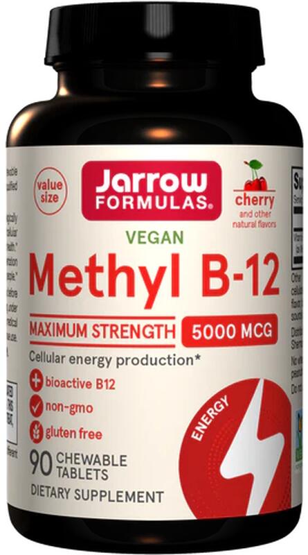 Jarrow Formulas Methyl B-12 Maximum Strength - 5000 mcg, 90 Kautabletten, Cherry