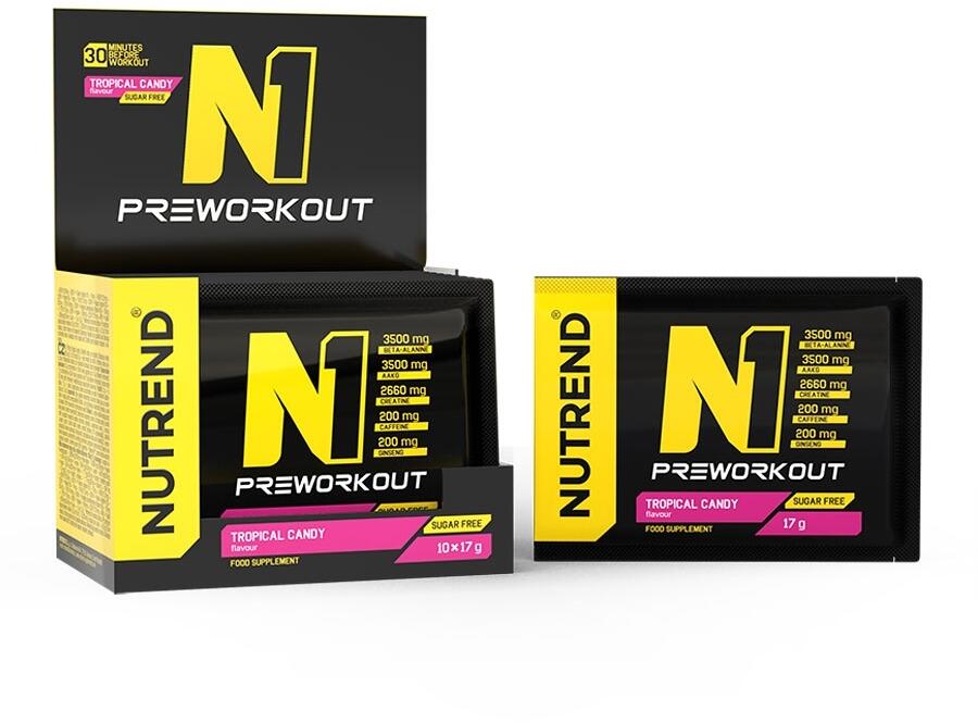Nutrend N1 Pre-Workout, 10 × 17 g Tütchen, Tropical Candy