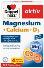 Doppelherz Magnesium + Calcium + D3, 120 Tabletten