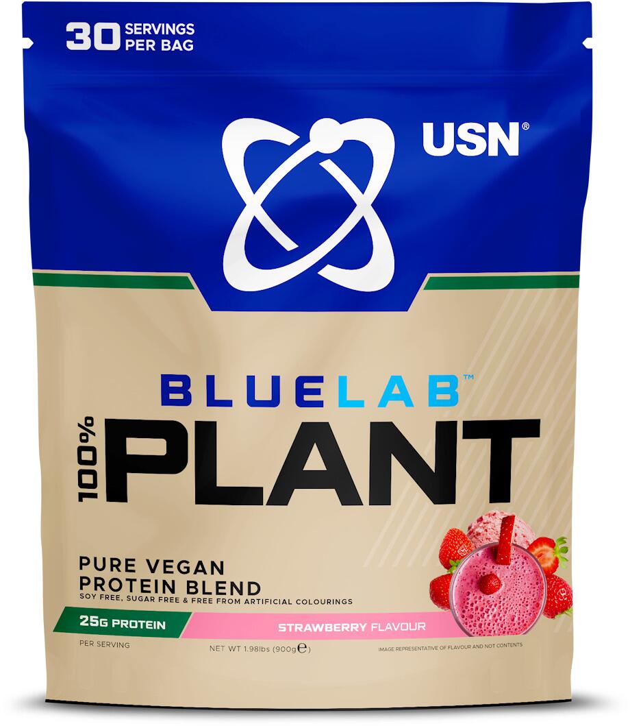 USN BlueLab 100% Plant Protein, 900 g Beutel, Strawberry