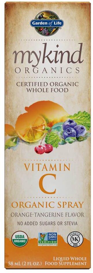 Garden of Life mykind Organics - Vitamin C Organic Spray, 58 ml Flasche, Orange Tangerine