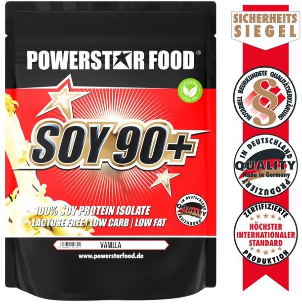 Powerstar Food SOY 90 + veganes Soja Protein Isolat, 1000 g Beutel, Vanilla