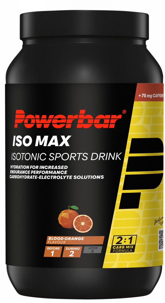 PowerBar IsoMax Isotonic Sportsdrink, 1200 g Dose, Blood Orange (+ Koffein)