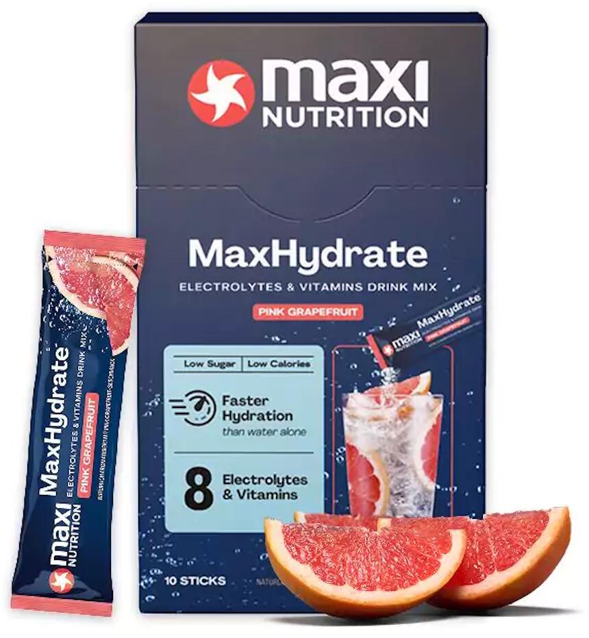 MaxiNutrition MaxHydrate Classic Elektrolyt Getränk, 10 x 16 g Sticks, Pink-Grapefruit
