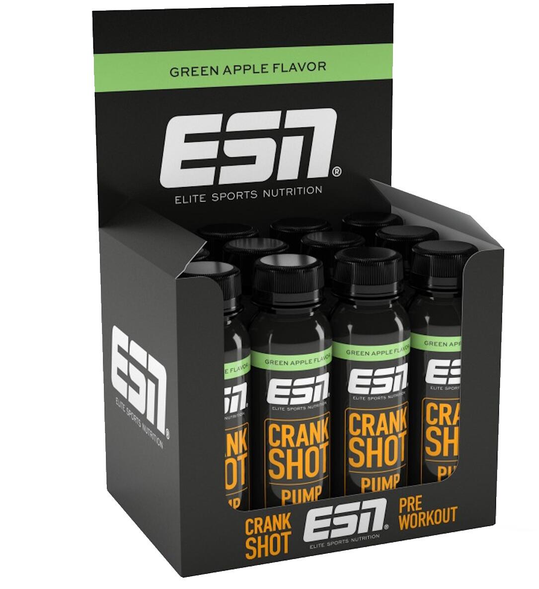 ESN Crank Pump Shot, 12 × 95 ml Fläschchen, Green Apple