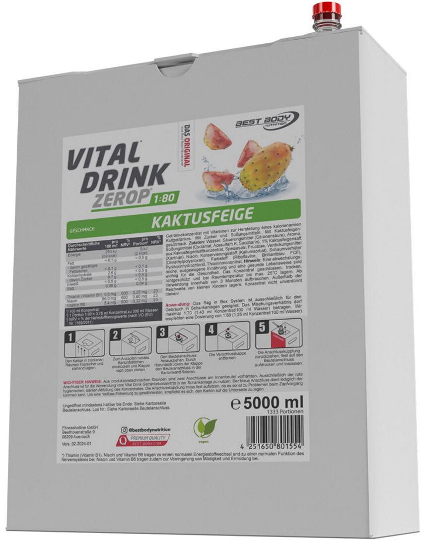 Best Body Nutrition Low Carb Vital Drink Zerop, 5000 ml Kanister, Kaktusfeige
