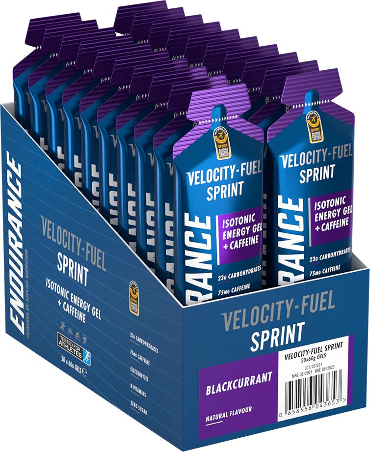 Applied Nutrition Endurance Sprint Isotonic Energy Gel + Caffeine, 20 x 60 g Gels, Blackcurrant