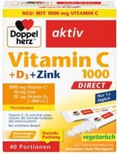 Doppelherz Vitamin C 1000 Direct + D3 + Zink, 40 Portionsbeutel