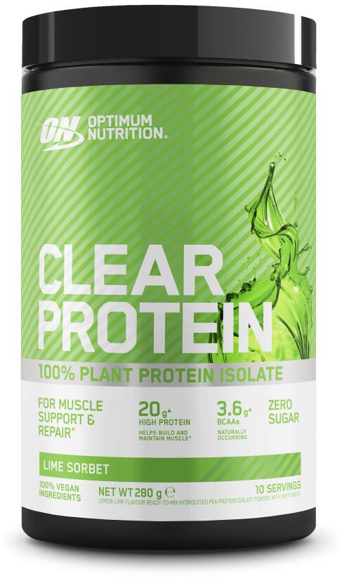 Optimum Nutrition Clear Protein 100% Plant Protein Isolate, 280 g Dose, Lime Sorbet