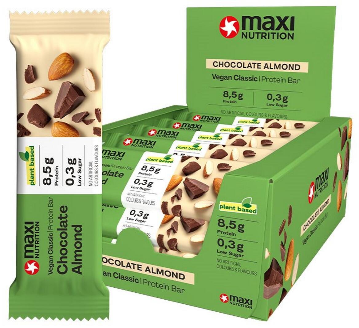 MaxiNutrition Vegan Classic Protein Bar, 16 x 35 g Riegel, Chocolate Almond