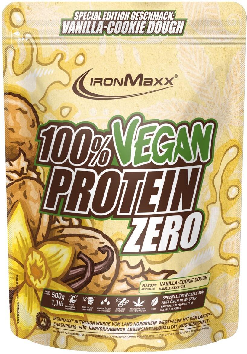 IronMaxx 100 % Vegan Protein Zero, 500 g Beutel, Vanilla Cookie Dough