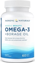 Nordic Naturals Nordic Beauty Omega-3 + Borage Oil, 60 Softgels, Lemon