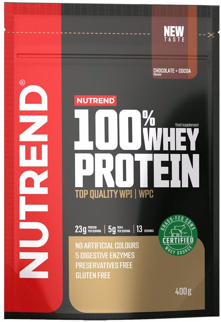Nutrend 100 % Whey Protein, 400 g Beutel, Chocolate & Cocoa