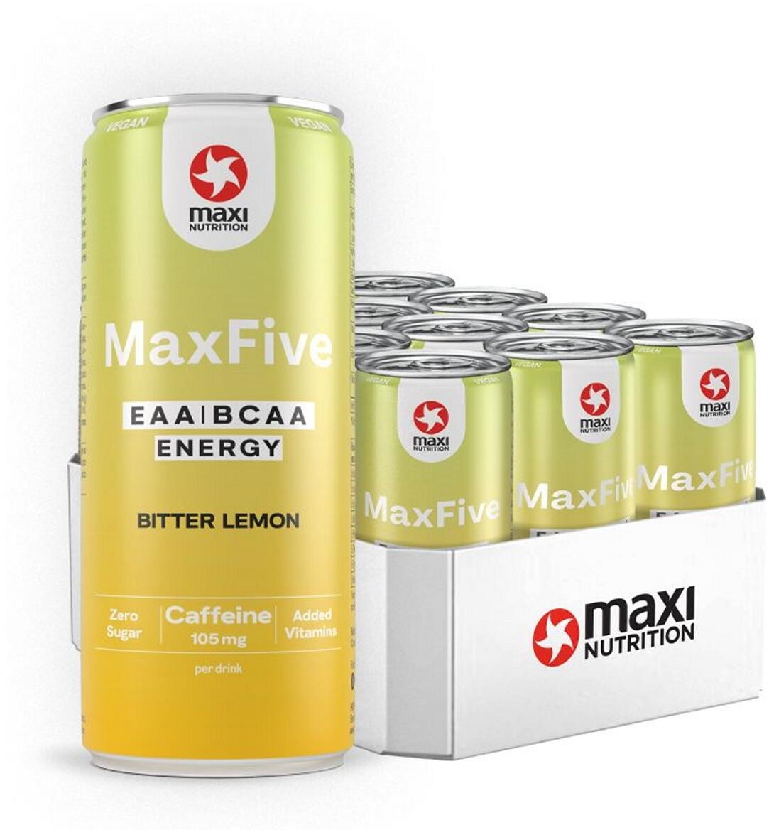 MaxiNutrition MaxFive EAA/BCAA Drink, 12 x 330 ml Dose (inkl. 3,- Euro Pfand), Bitter Lemon