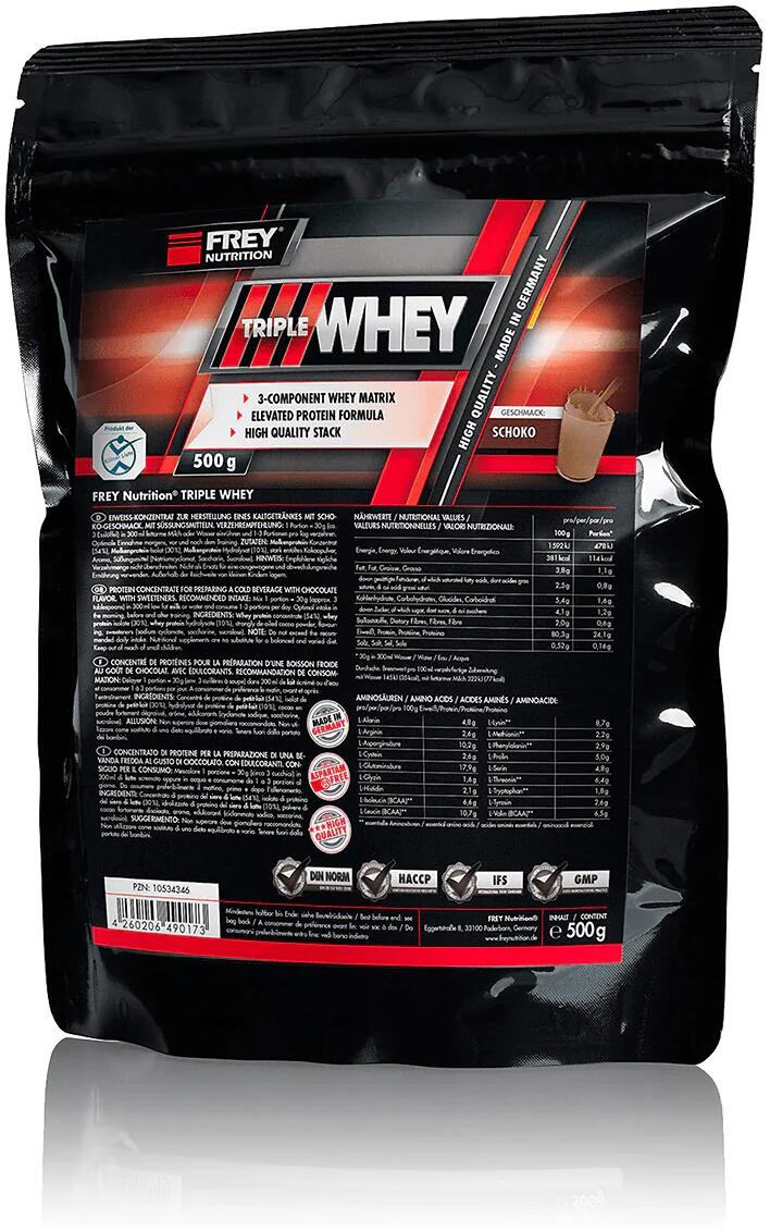 Frey Nutrition Triple Whey, 500 g Beutel, Schoko