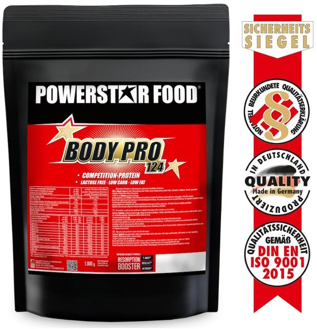 Powerstar Food BODY PRO 124 - Wettkampfprotein, 1000 g Beutel, Nature