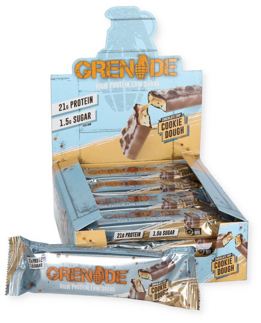 Grenade Protein Bar, 12 x 60 g Riegel, Chocolate Chip Cookie Dough