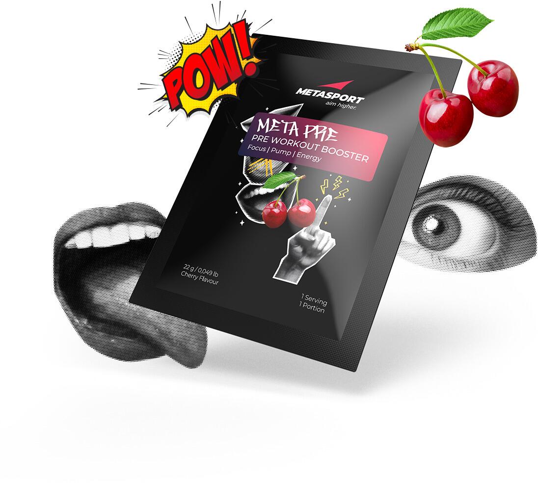 Metasport PRE - Pre Workout Booster, 22 g Probe, Cherry