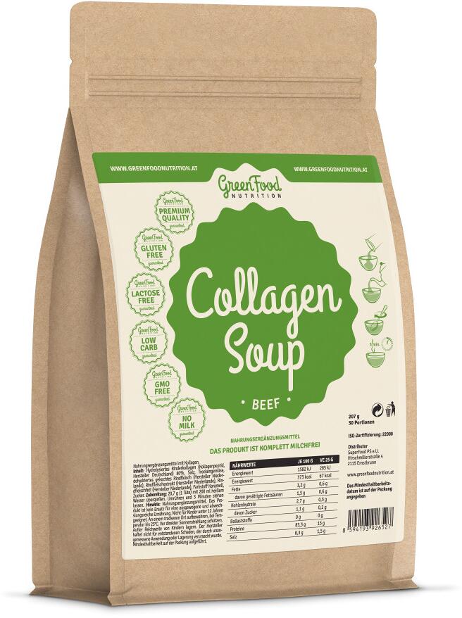 GreenFood Nutrition Collagen Suppe, 200 g Beutel, Beef