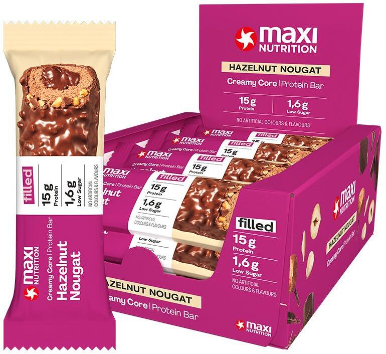 MaxiNutrition Creamy Core Protein Bar, 12 x 45 g Riegel, Hazelnut Nougat