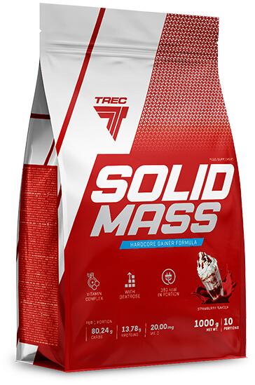 Trec Nutrition Solid Mass - Hardcore Gainer Formula, 1000 g Beutel, Strawberry