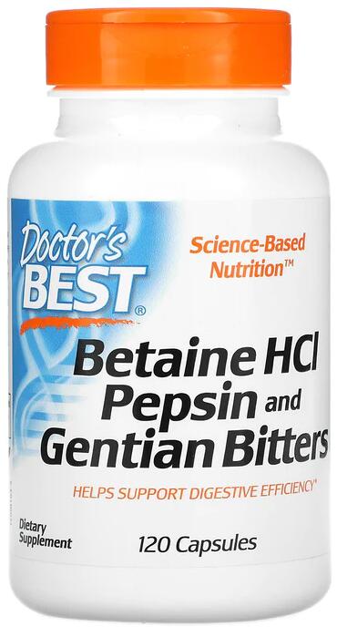 Doctors Best Betaine HCL Pepsin and Gentian Bitters, 120 Kapseln