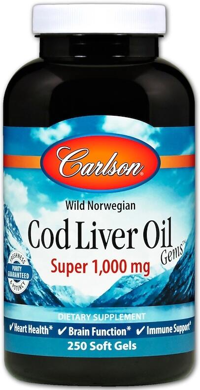 Carlson Labs Cod Liver Oil - Super 1000 mg, 250 Softgels
