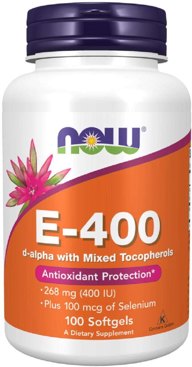 Now Foods Vitamin E mit Selen 400 IU, 100 Softgelkapseln