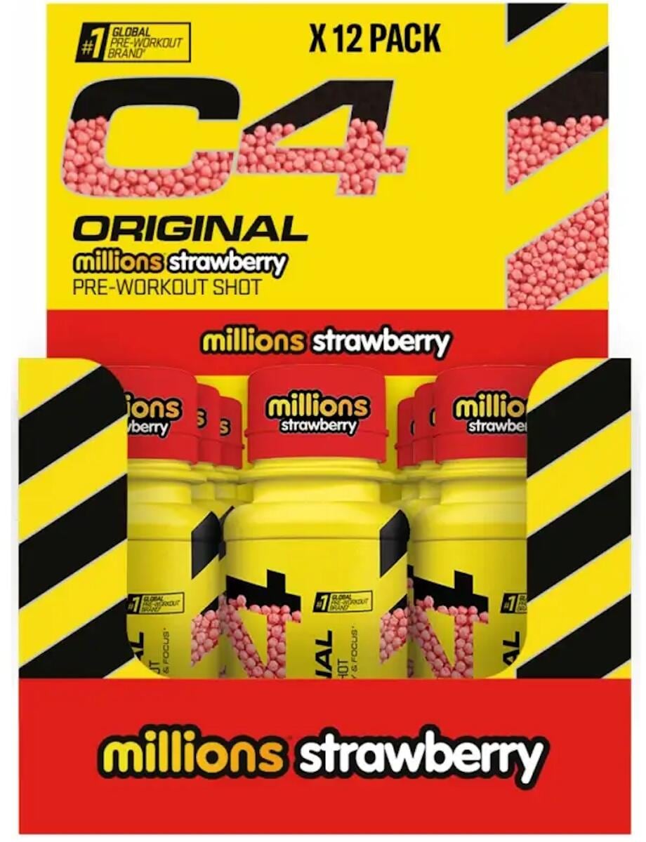 Cellucor C4 Pre-Workout Shots, 12 x 60 ml Shots, Millions Strawberry