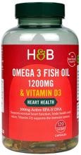 Holland & Barrett Omega 3 Fish Oil - 1200 mg & Vitamin D3, 120 Kapseln