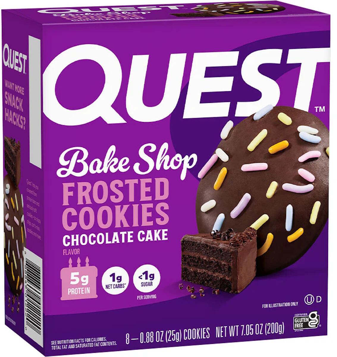 Quest Nutrition Protein Frosted Cookies, 8 x 25 g Cookie, Chocolate Cake