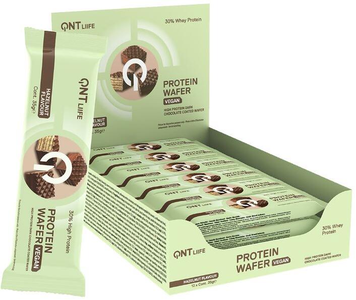 QNT Vegan Protein Wafer, 12 x 35 g Wafer, Hazelnut