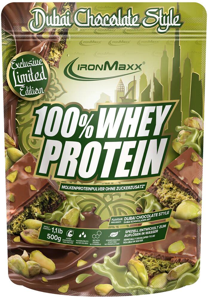 IronMaxx 100 % Whey Protein, 500 g Beutel, Dubai Chocolate