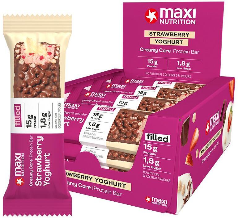MaxiNutrition Creamy Core Protein Bar, 12 x 45 g Riegel, Strawberry Yoghurt