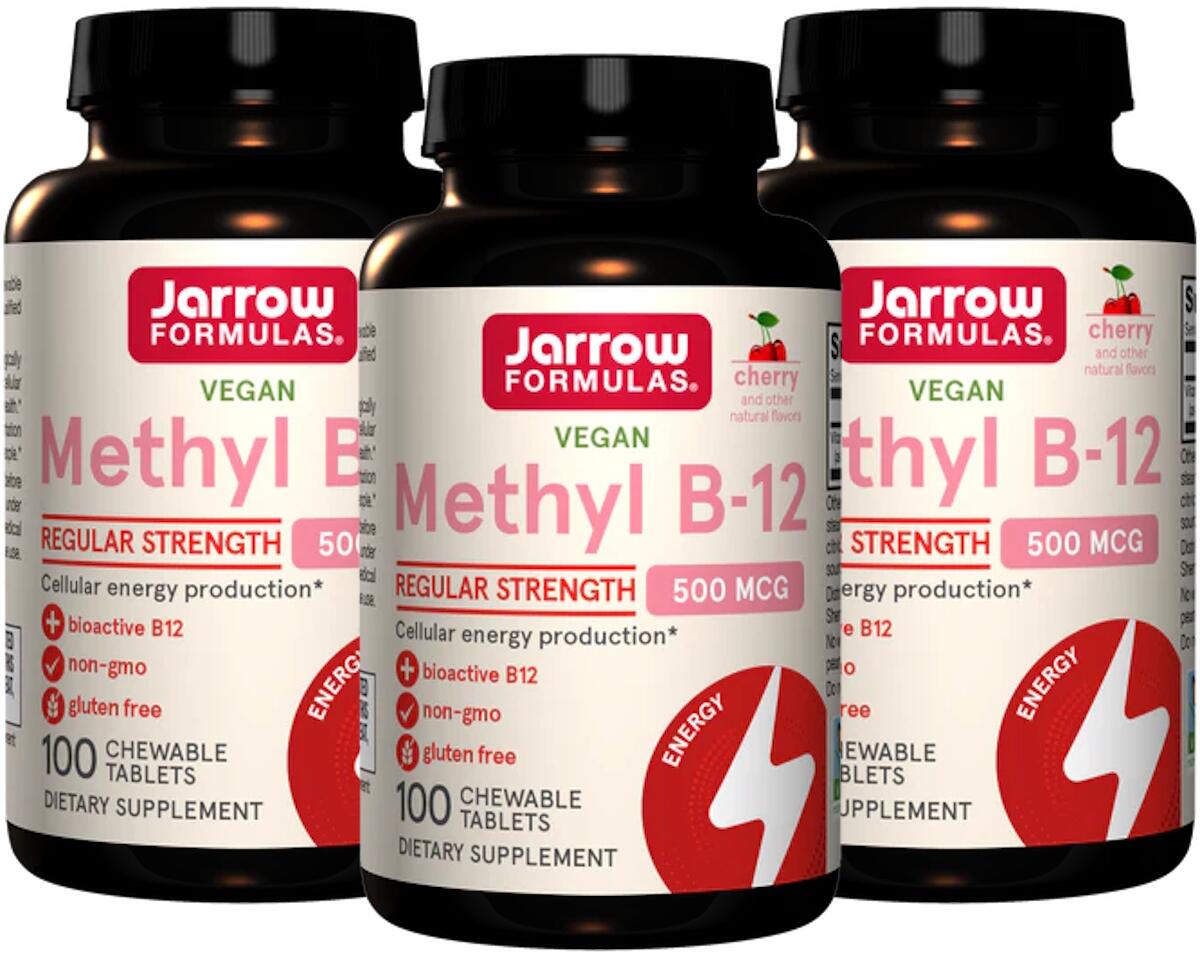 Jarrow Formulas Methyl B-12 Regular Strength - 500 mcg, 100 Kautabletten, Naturally Fruit Flavored (3Stk.)