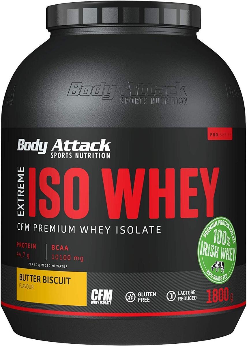 Body Attack Extreme Iso Whey, 1800 g Dose, Butter Biscuit