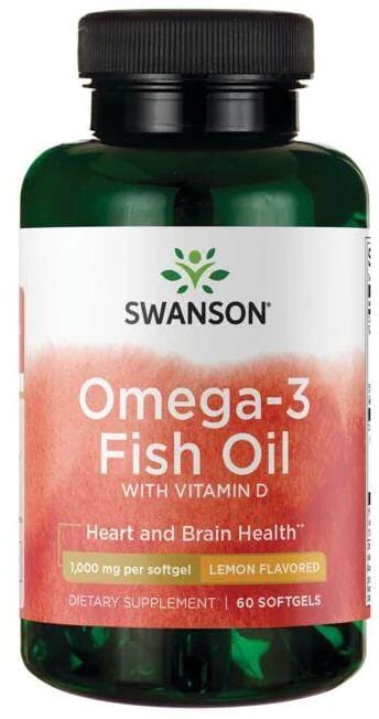 Swanson Omega-3 Fischöl mit Vitamin D, 60 Kapseln, Zitrone