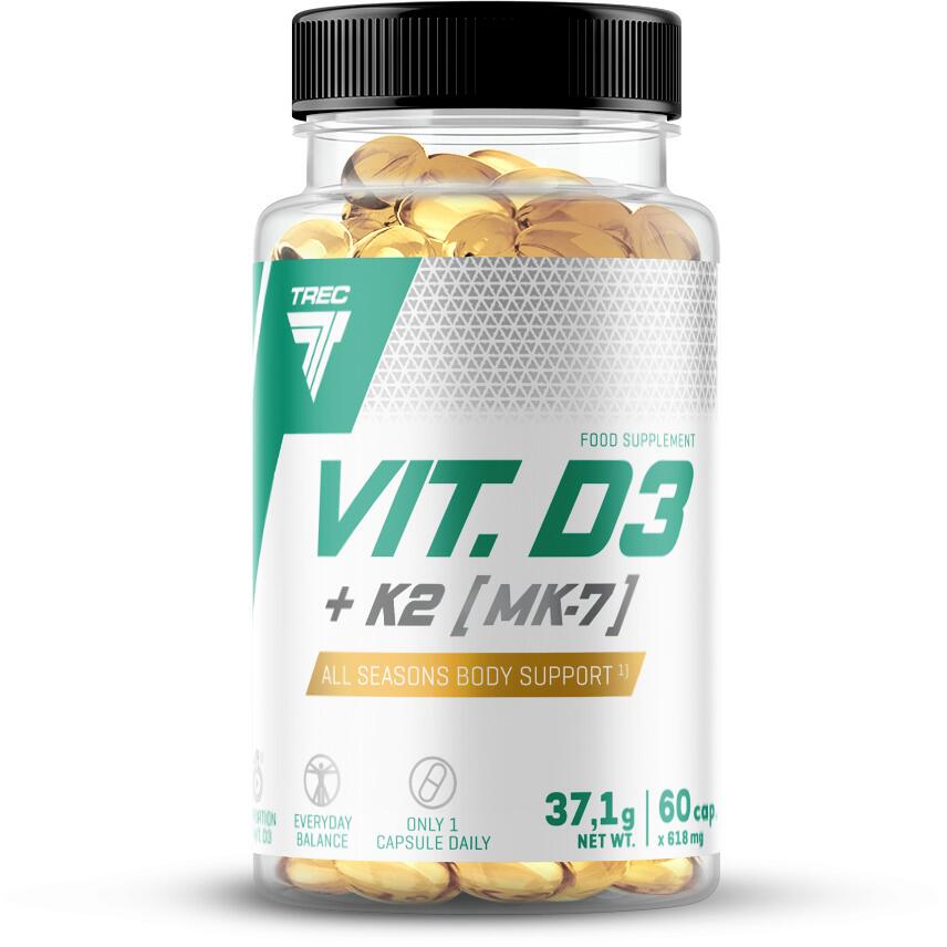 Trec Nutrition Vitamin D3 + K2 MK-7, 60 Kapsel Dose