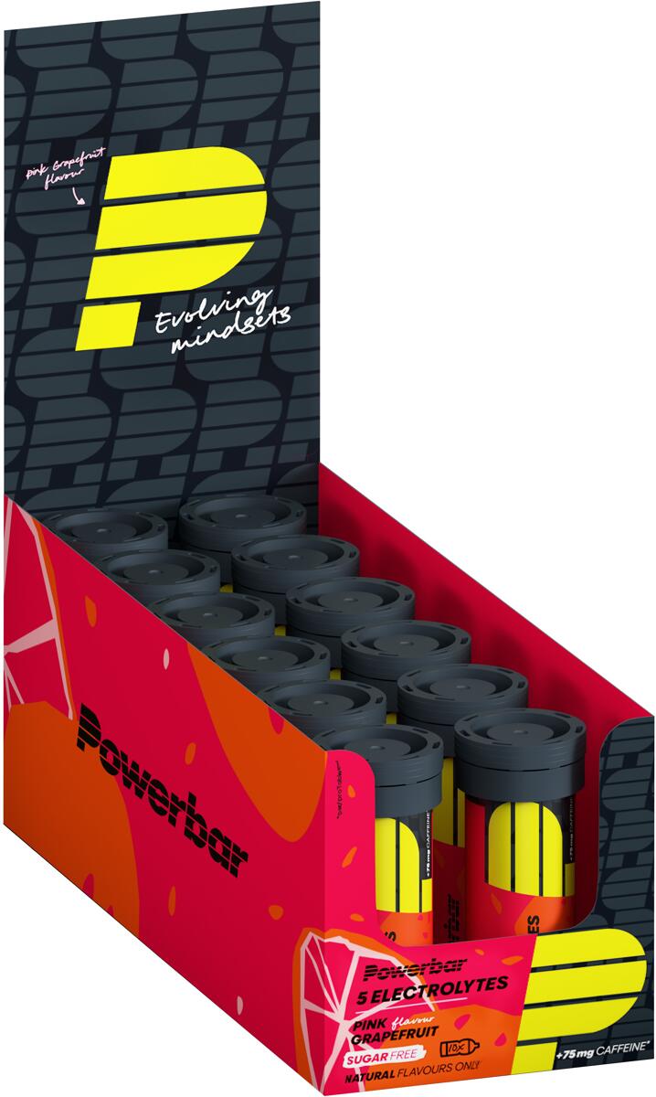 PowerBar 5Electrolytes Sports Drink, 12 x 10 Tabs, Pink Grapefruit (+ Koffein)