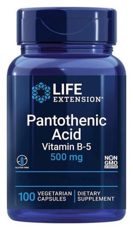 Life Extension Pantothenic Acid 500 mg Vitamin B5, 100 vegetarische Kapseln