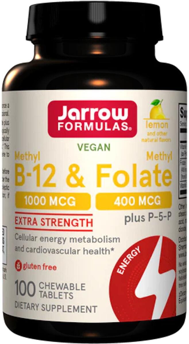 Jarrow Formulas Methyl B-12 & Methyl Folate, 100 Kautabletten, Lemon