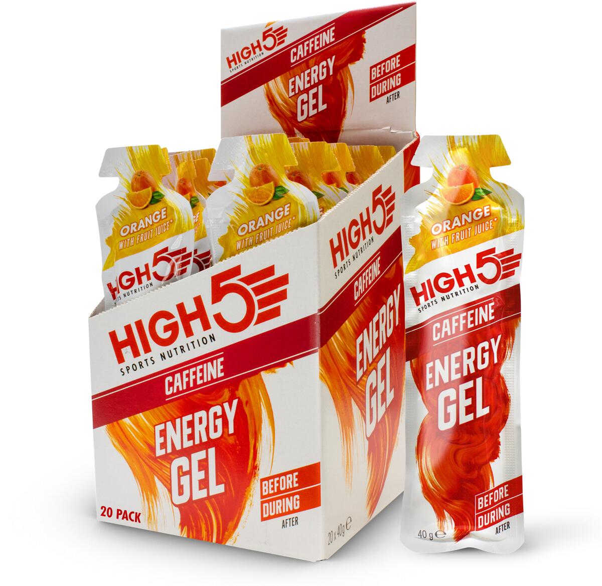 High5 Energy Gel Caffeine, 20 x 40 g Beutel, Orange
