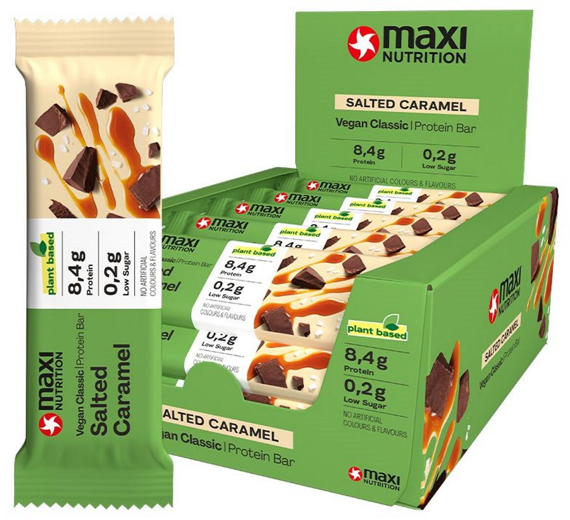 MaxiNutrition Vegan Classic Protein Bar, 16 x 35 g Riegel, Salted Caramel