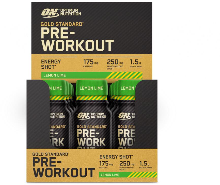Optimum Nutrition Gold Standard Pre-Workout Shot, 12 x 60 ml Shot, Lemon Lime