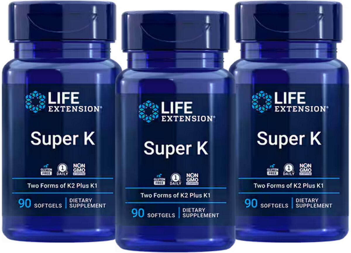 Life Extension Super K - Vitamin K1 + Vitamin K2, 3 x 90 Weichkapseln