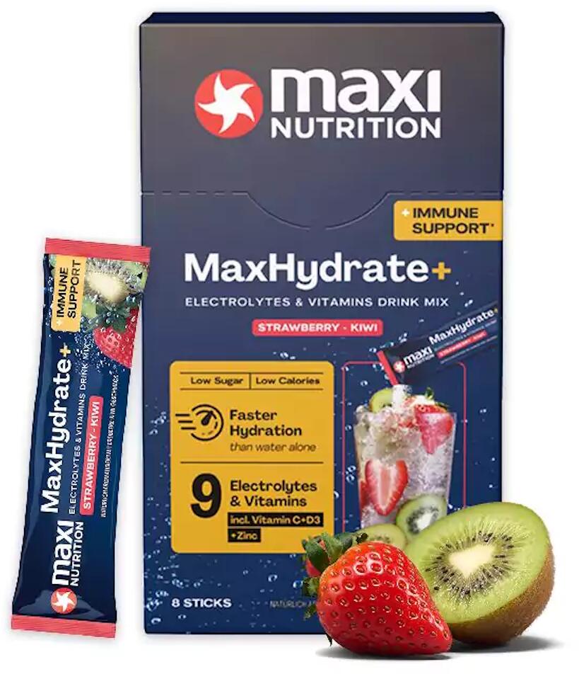 MaxiNutrition MaxHydrate+ Immune Support Elektrolyt Getränk, 8 x 16 g Sticks, Strawberry Kiwi
